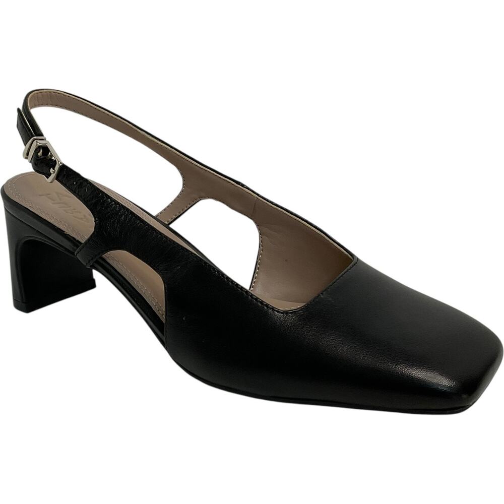 Naturalizer Women's Carmen Leather Slingback Square Toe Pumps Black Size 7